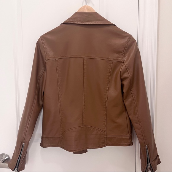 Faux Tan Leather Motorcycle/Biker Jacket - Picture 4 of 9